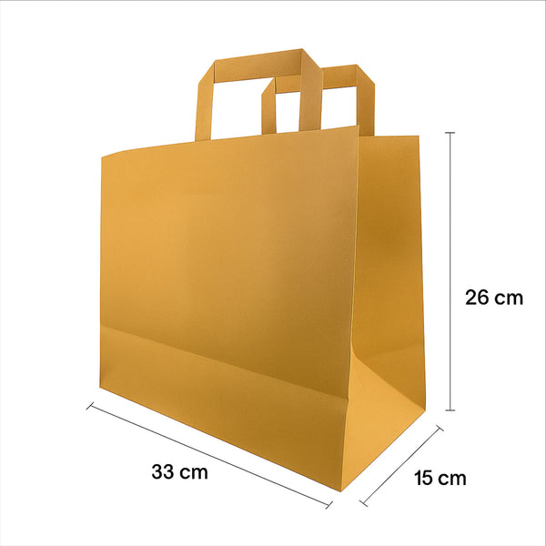 Çantë Take Away Kraft me Doreza Flat – 33×15×26 cm