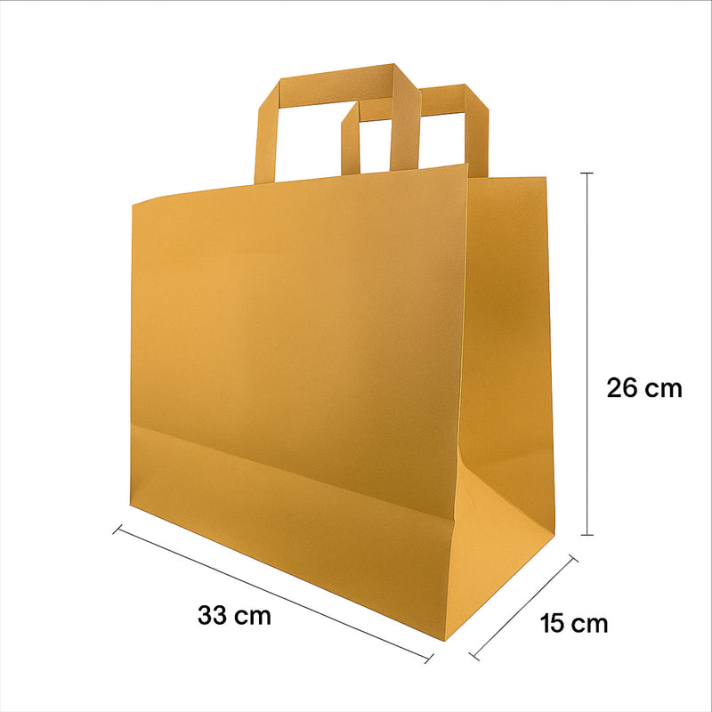 Çantë Take Away Kraft me Doreza Flat – 33×15×26 cm